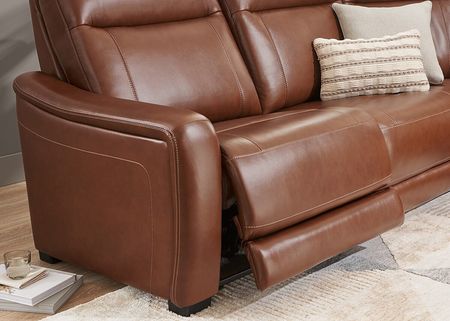 Newport Brown Leather 6 Pc. Power Reclining Sectional W/ Power Headrests, 2 Armless Chairs By Drew & Jonathan