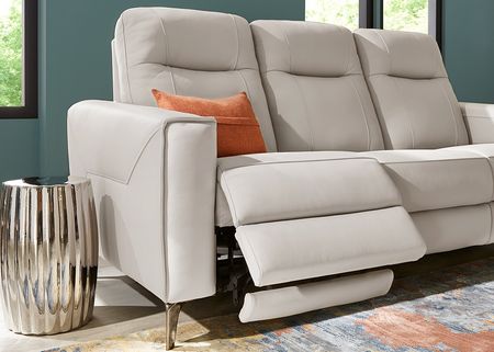 Parkside Heights Gray Leather 3 Pc. Power Reclining Living Room W/ Power Headrests By Drew & Jonathan