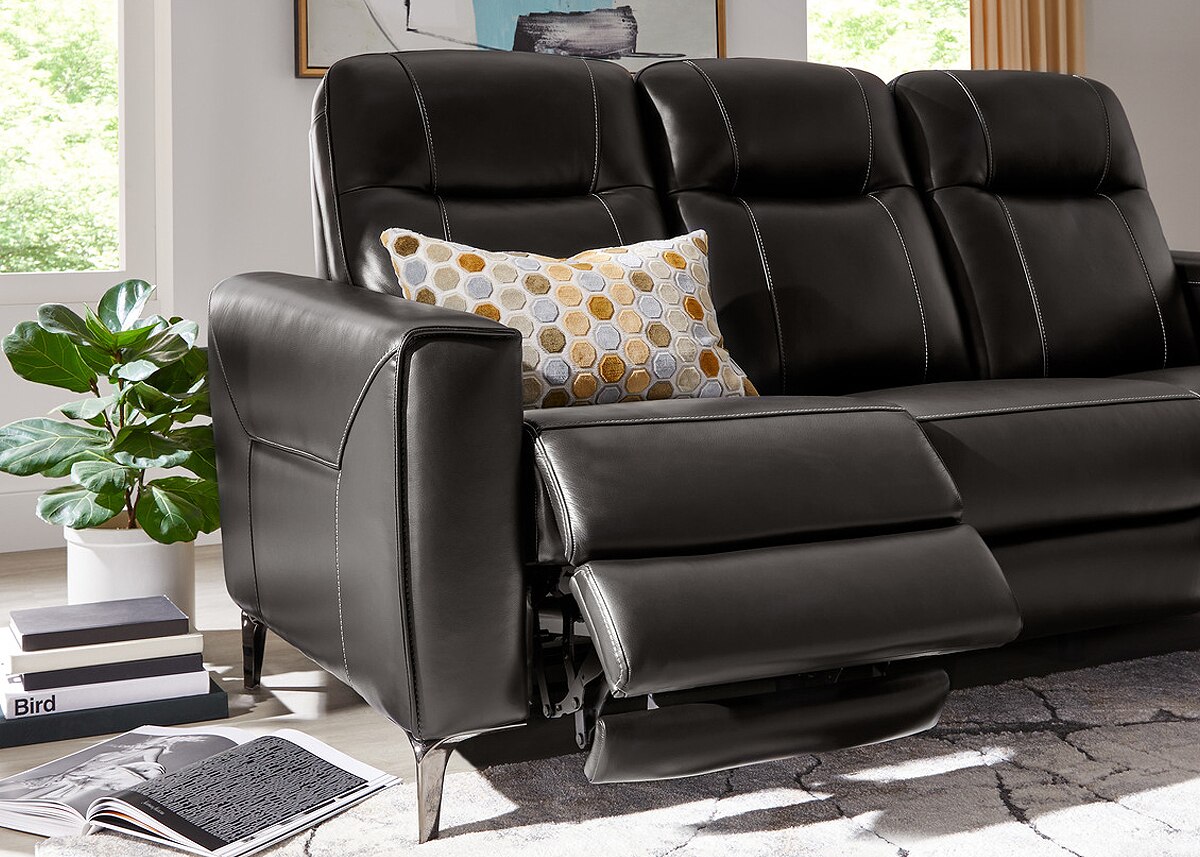 Parkside Heights Black Leather 2 Pc. Power Reclining Living Room W/ Power Headrests By Drew & Jonathan