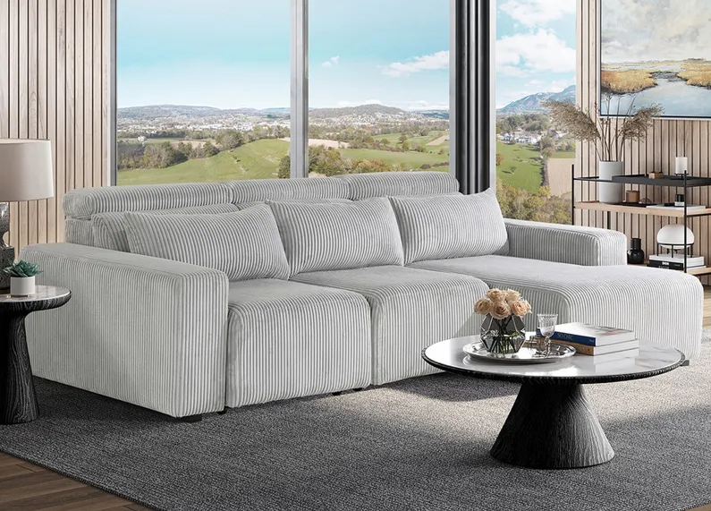 Zoro 3 Pc. Sectional W/ Adjustable Headrests & Chaise