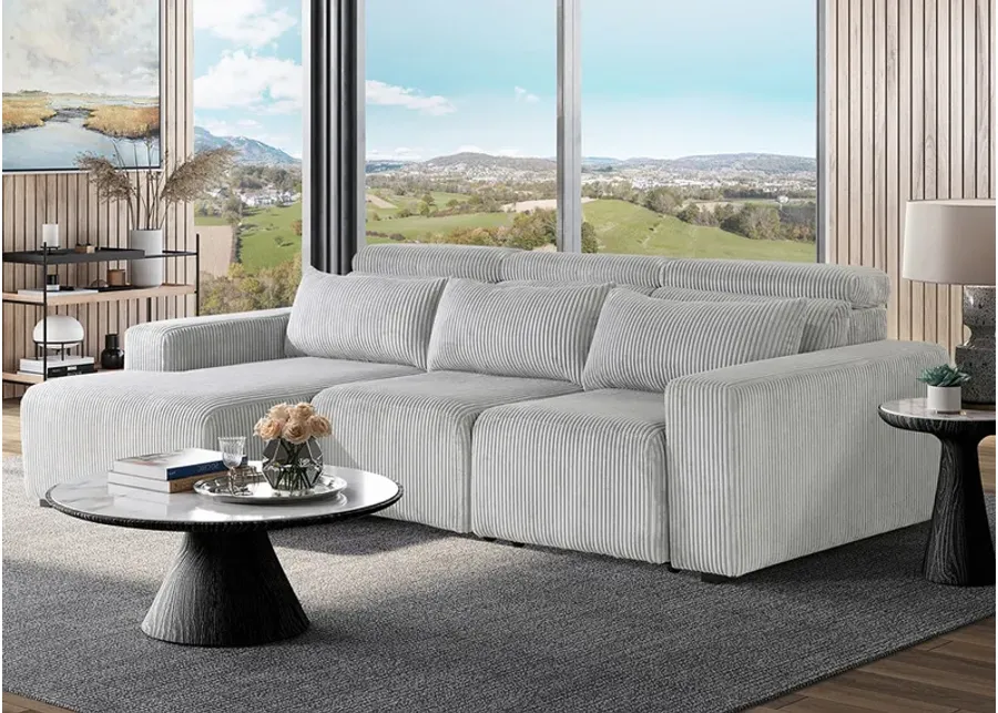 Zoro 3 Pc. Sectional W/ Adjustable Headrests & Chaise (Reverse)