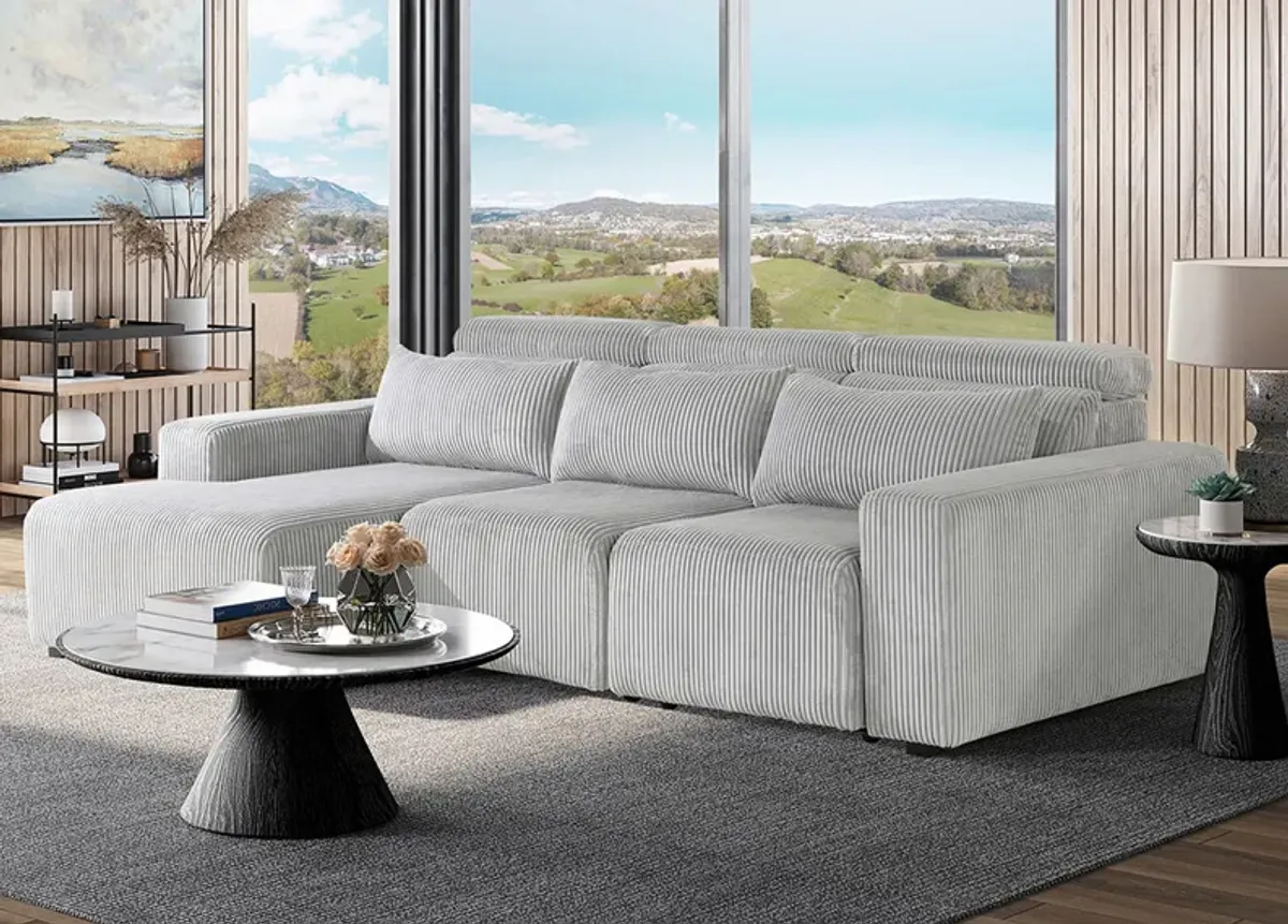 Zoro 3 Pc. Sectional W/ Adjustable Headrests & Chaise (Reverse)