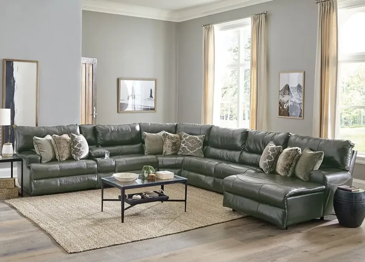 Nasim Gray Leather 7 Pc. Power Reclining Sectional W/ Chaise