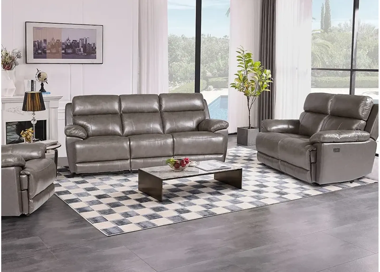 Joliet Brown Leather 3 Pc. Power Reclining Living Room