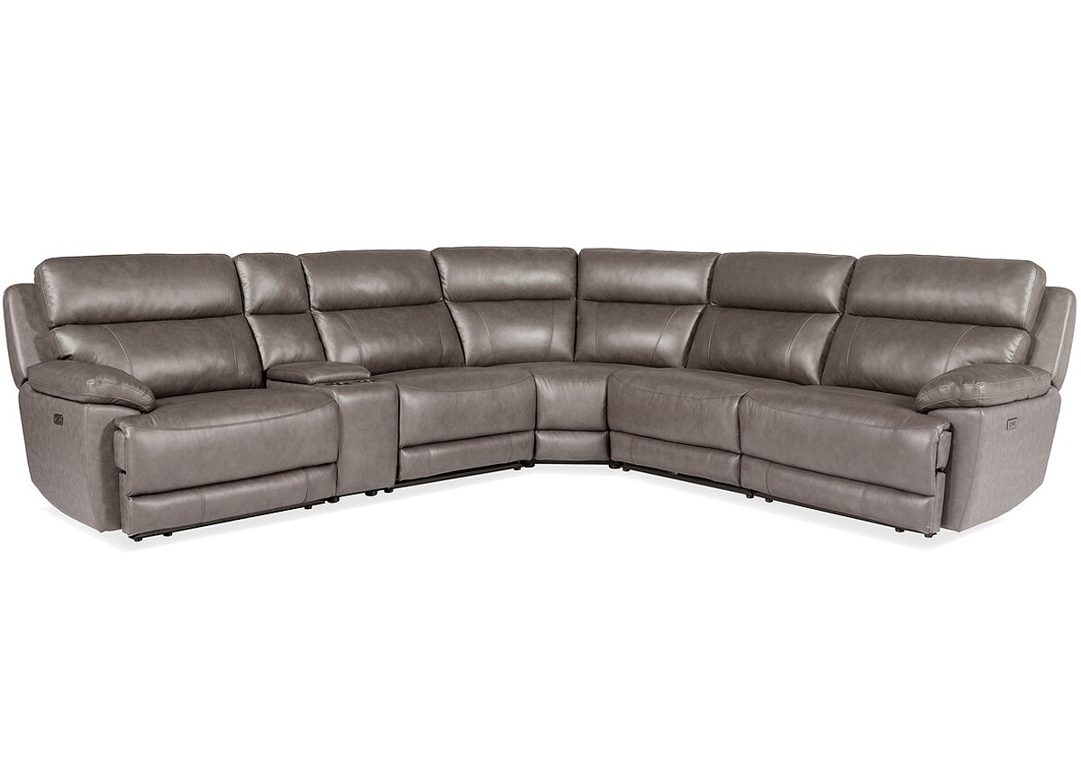 Joliet Brown Leather 6 Pc. Power Reclining Sectional