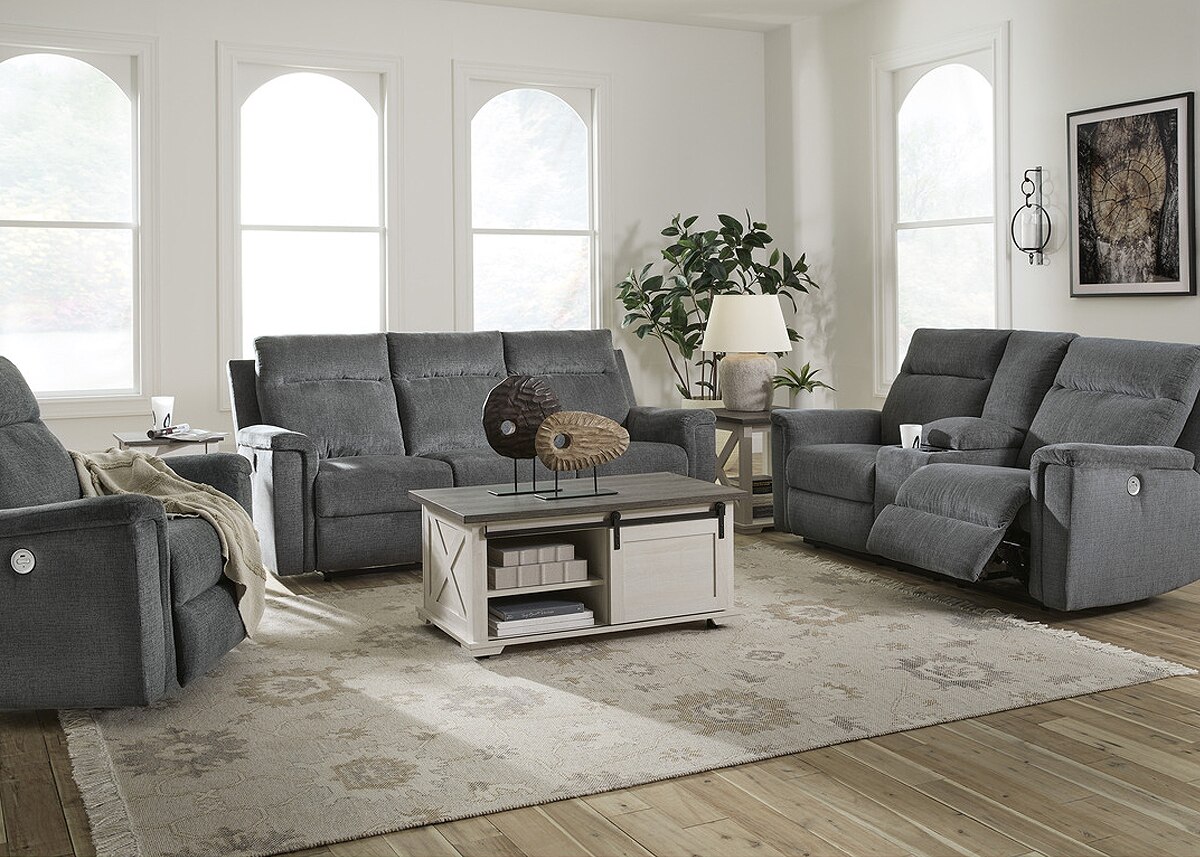 Seneca Gray 3 Pc. Power Reclining Living Room