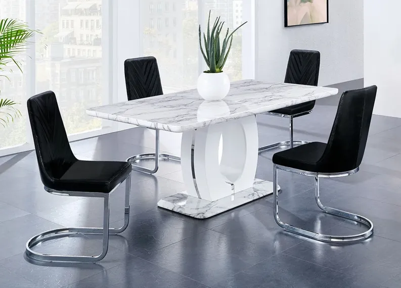 Rossi 5 Pc. Dinette w/Black Side Chairs