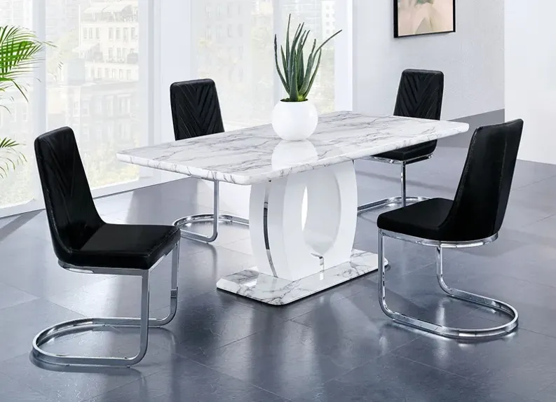 Rossi 7 Pc. Dinette w/Black Side Chairs
