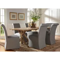 Richland 5 Pc. Dinette W/ Gray Slipcover Rolled Back Chairs