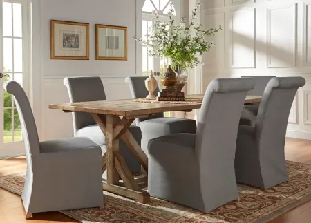 Richland 5 Pc. Dinette W/ Gray Slipcover Rolled Back Chairs