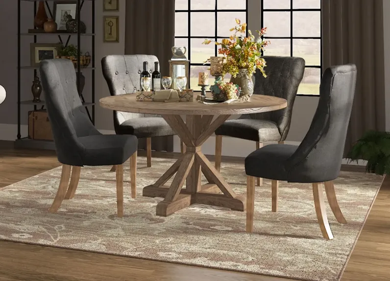 Richland 5 Pc. Dinette W/ Charcoal Tufted Linen Chairs