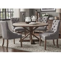 Richland 5 Pc. Dinette W/ Gray Linen Rolled Back Chairs