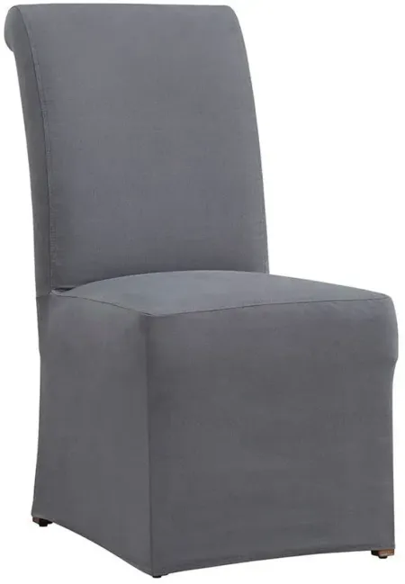 Richland Rolled Back Side Chair W/ Gray Slipcover