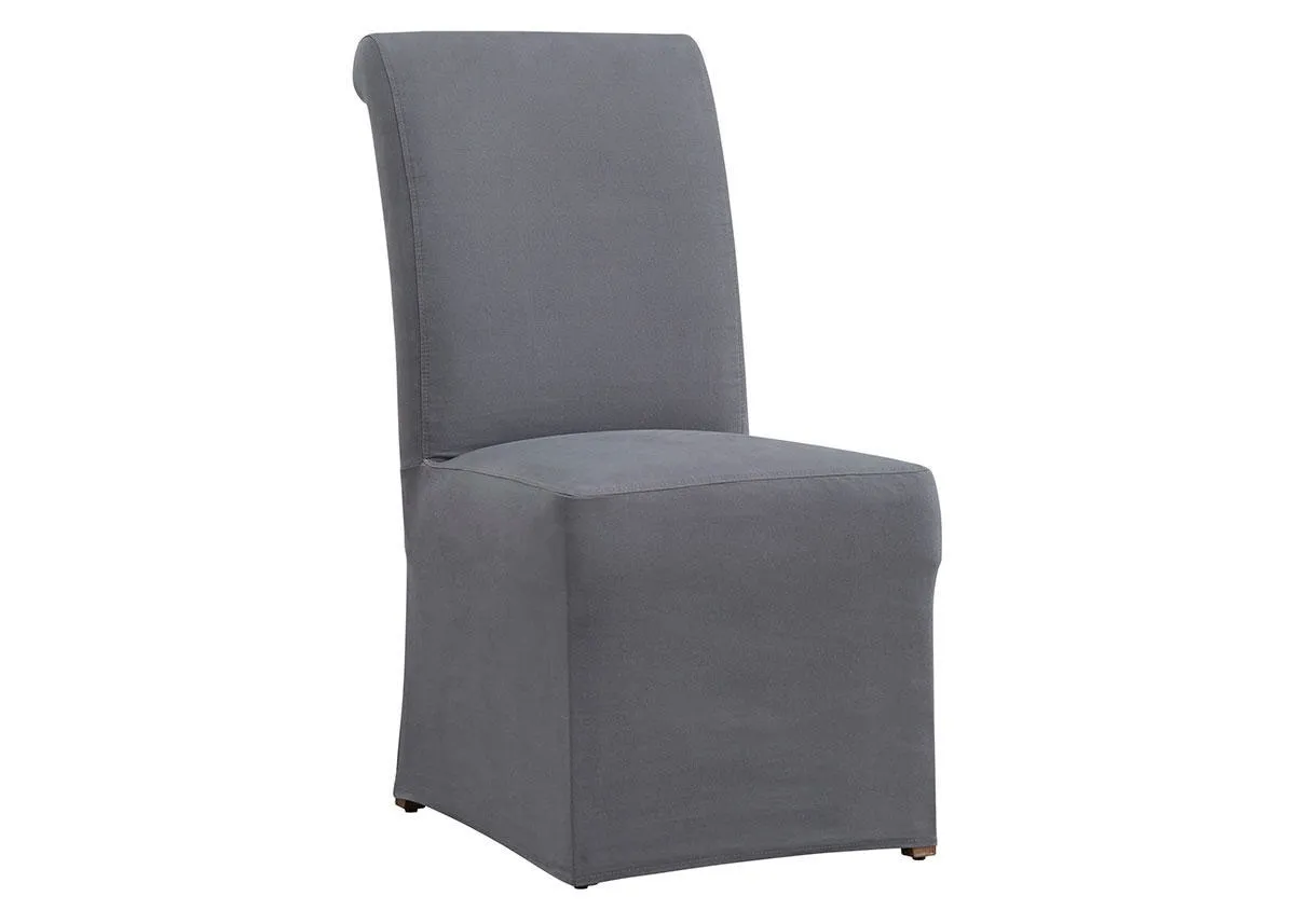 Richland Rolled Back Side Chair W/ Gray Slipcover