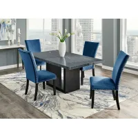 Cosmopolitan 5 Pc. Dinette w/Gray Marble & Blue Chairs