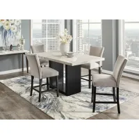 Cosmopolitan 5 Pc. Counter Height Dinette w/White Marble & Gray Chairs