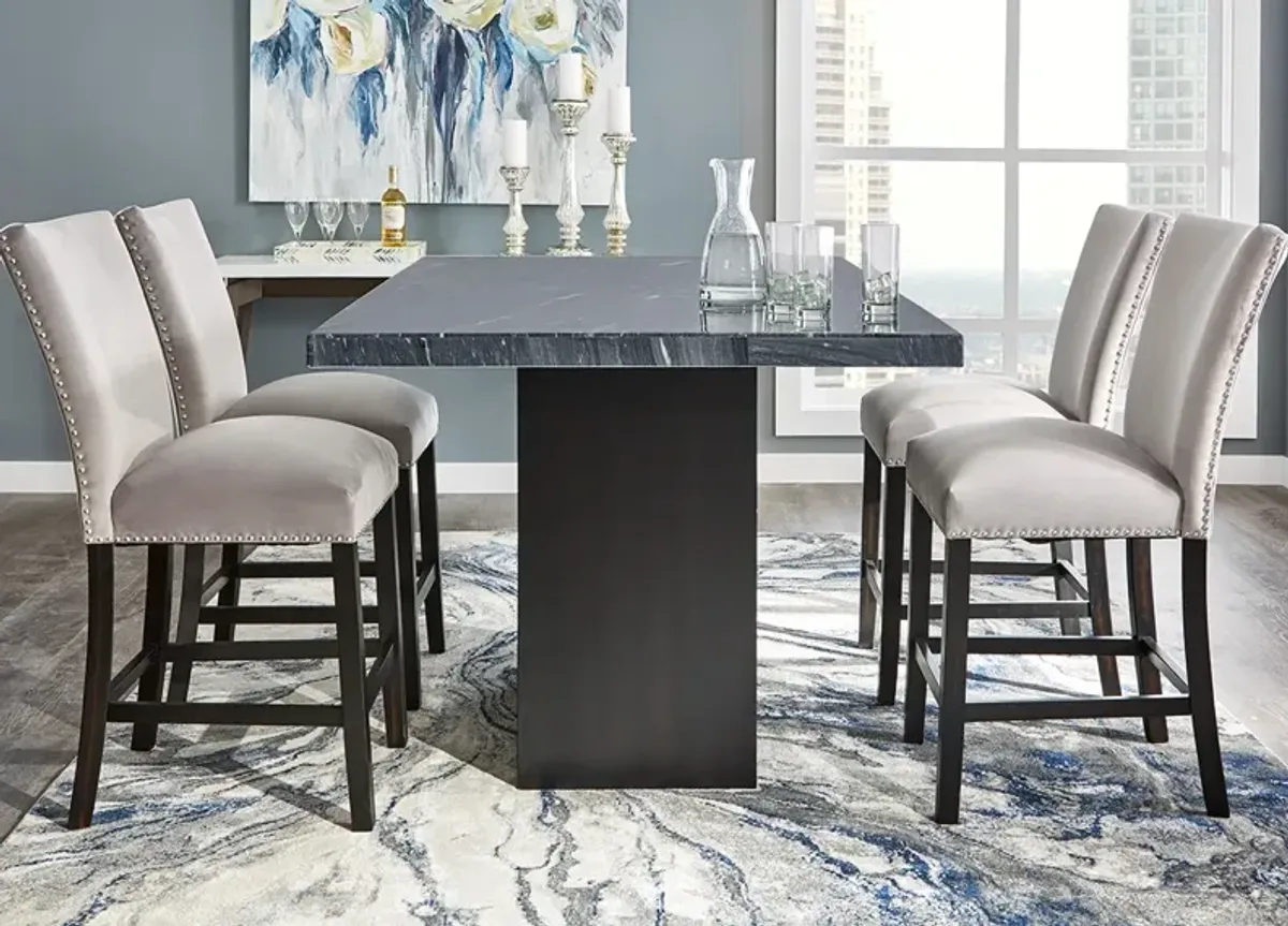 Cosmopolitan 5 Pc. Counter Height Dinette w/Gray Marble & Gray Chairs