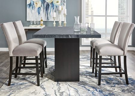 Cosmopolitan 5 Pc. Counter Height Dinette w/Gray Marble & Gray Chairs