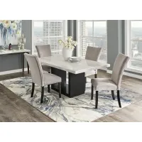 Cosmopolitan 5 Pc. Dinette w/White Marble & Gray Chairs