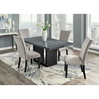 Cosmopolitan 5 Pc. Dinette w/Gray Marble & Gray Chairs