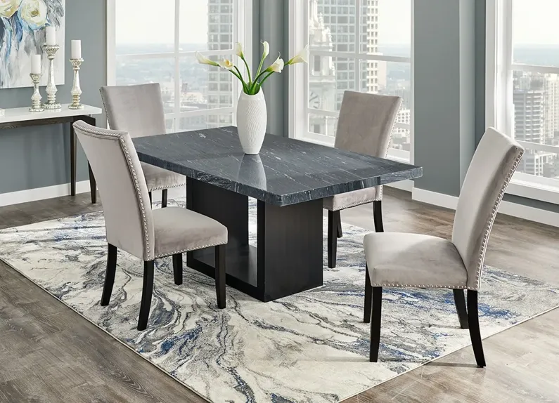 Cosmopolitan 5 Pc. Dinette w/Gray Marble & Gray Chairs