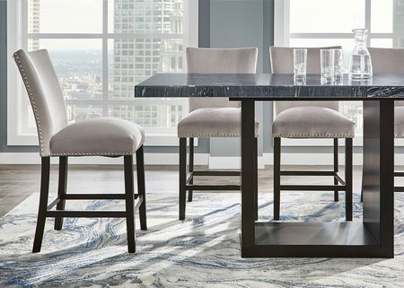 Cosmopolitan 7 Pc. Counter Height Dinette w/Gray Marble & Gray Chairs