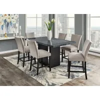 Cosmopolitan 7 Pc. Counter Height Dinette w/Gray Marble & Gray Chairs