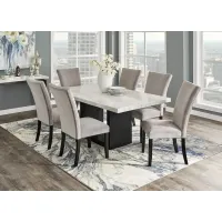 Cosmopolitan 7 Pc. Dinette w/White Marble & Gray Chairs