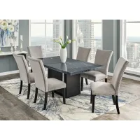 Cosmopolitan 7 Pc. Dinette w/Gray Marble & Gray Chairs