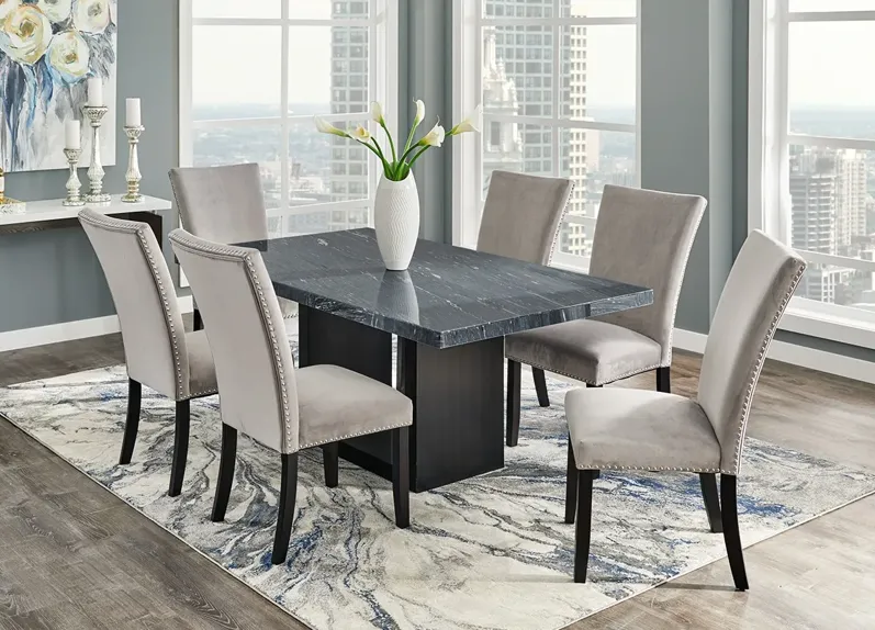 Cosmopolitan 7 Pc. Dinette w/Gray Marble & Gray Chairs