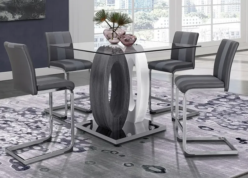 Chloe 5 Pc. Counter Height Dinette W/ Dark Gray Chairs