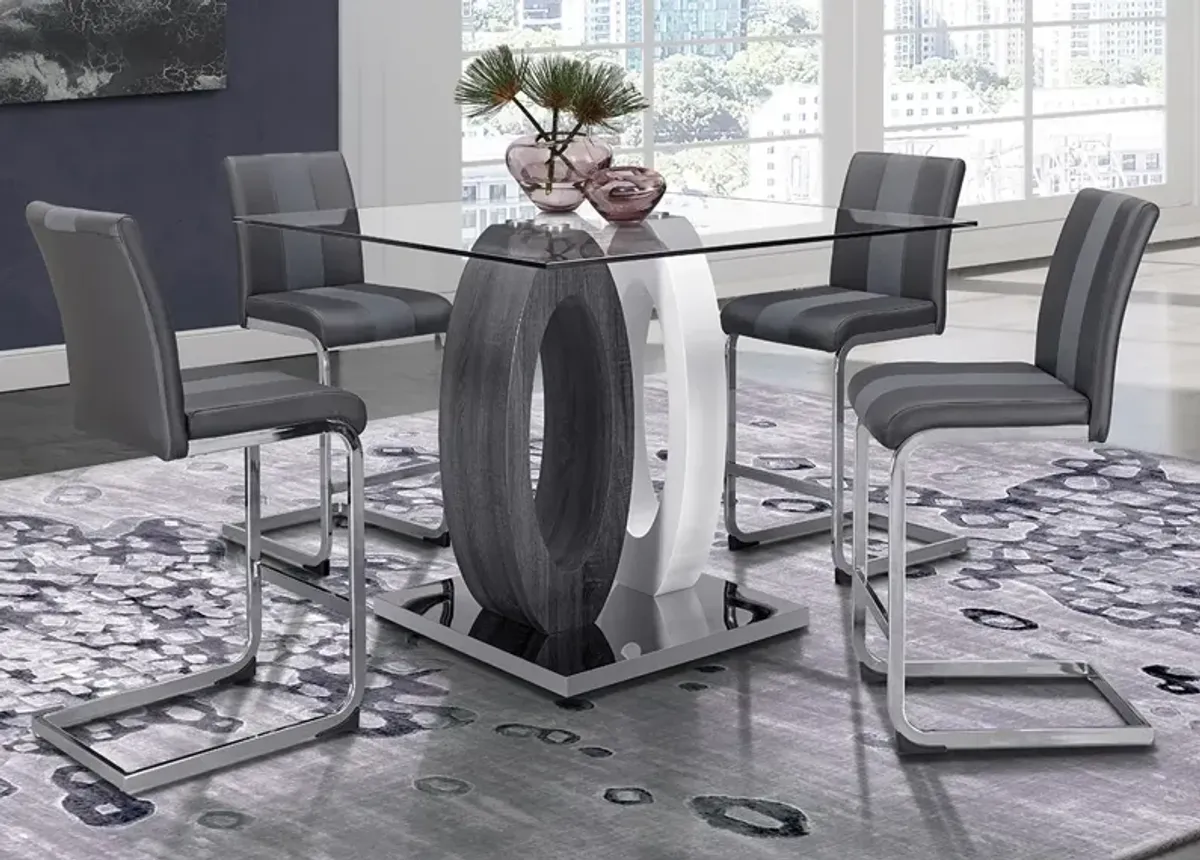 Chloe 7 Pc. Counter Height Dinette W/ Dark Gray Chairs