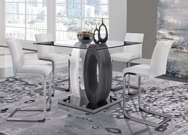 Chloe 5 Pc. Counter Height Dinette W/ White Chairs