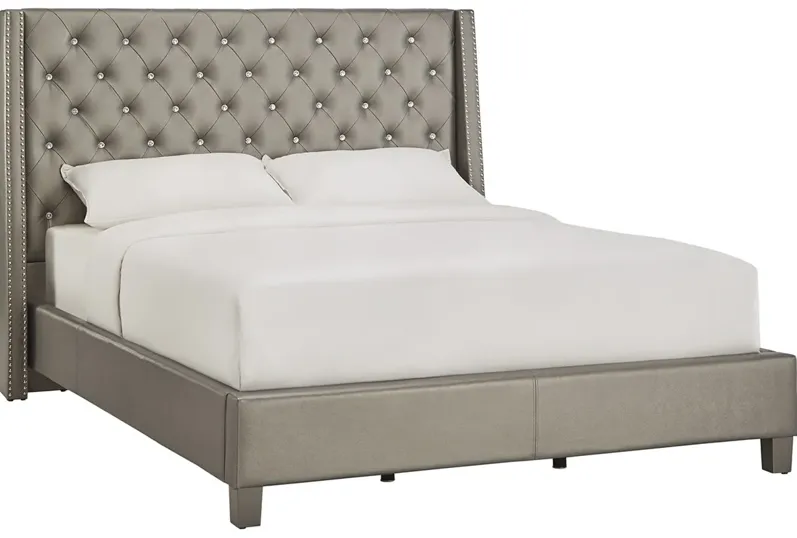 Crystle Silver Queen Upholstered Bed