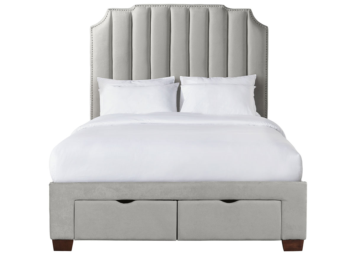 Emory Gray Queen Upholstered Storage Bed