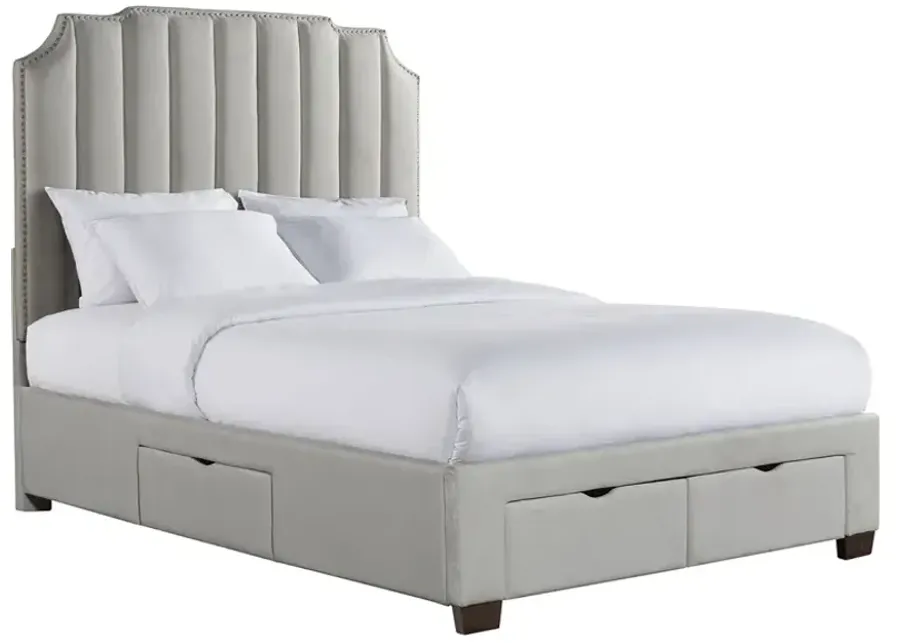 Emory Gray Queen Upholstered Storage Bed