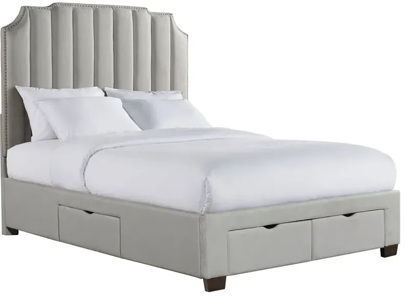 Emory Gray Queen Upholstered Storage Bed