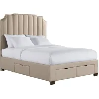 Emory Beige Queen Upholstered Storage Bed