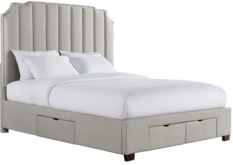 Emory Gray King Upholstered Storage Bed