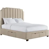 Emory Beige King Upholstered Storage Bed