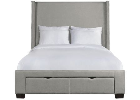 Kiara Gray Queen Upholstered Storage Bed