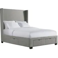 Kiara Gray Queen Upholstered Storage Bed