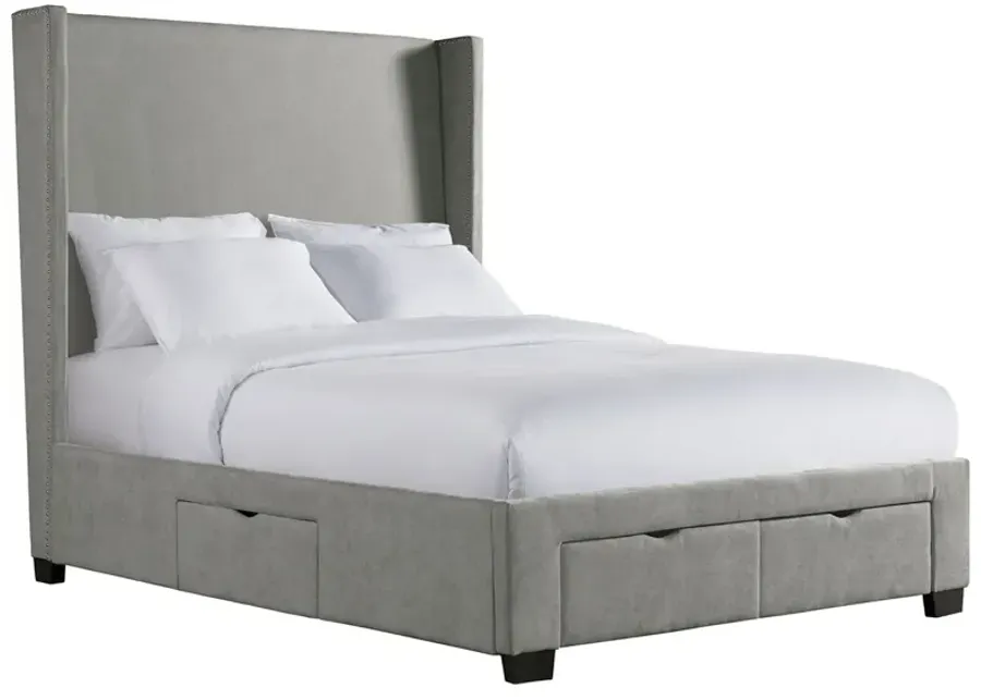 Kiara Gray Queen Upholstered Storage Bed