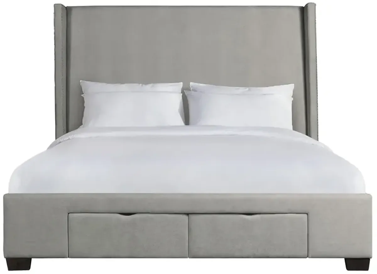 Kiara Gray King Upholstered Storage Bed