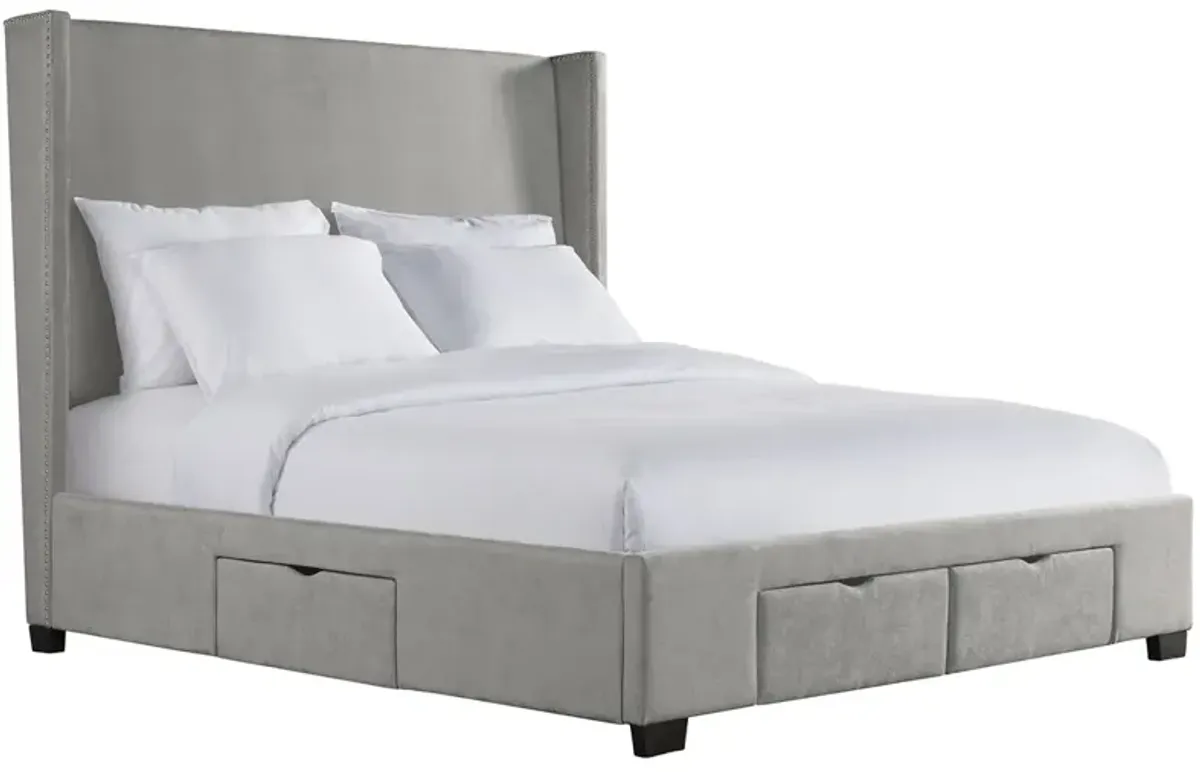 Kiara Gray King Upholstered Storage Bed