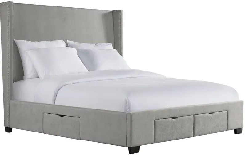 Kiara Gray King Upholstered Storage Bed