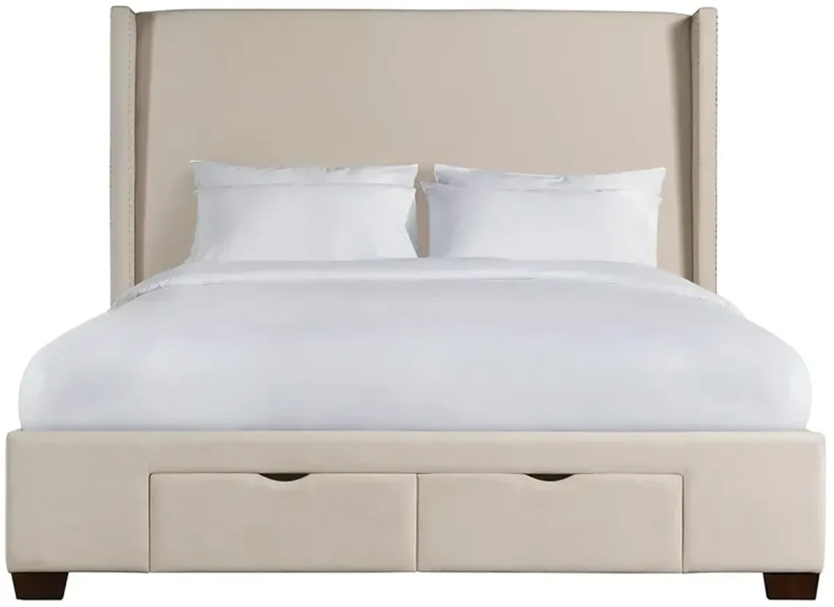 Kiara Beige King Upholstered Storage Bed