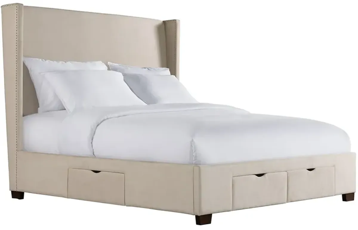 Kiara Beige King Upholstered Storage Bed