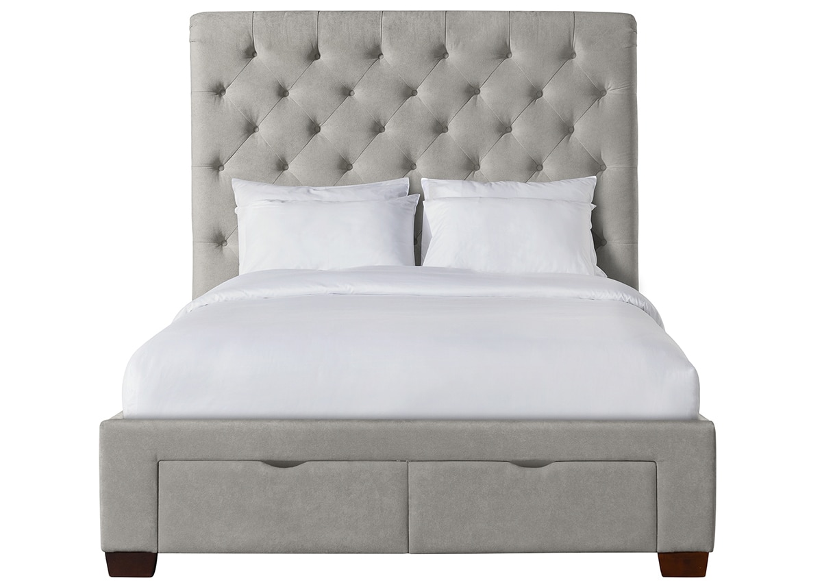 Marbella Gray Queen Upholstered Storage Bed