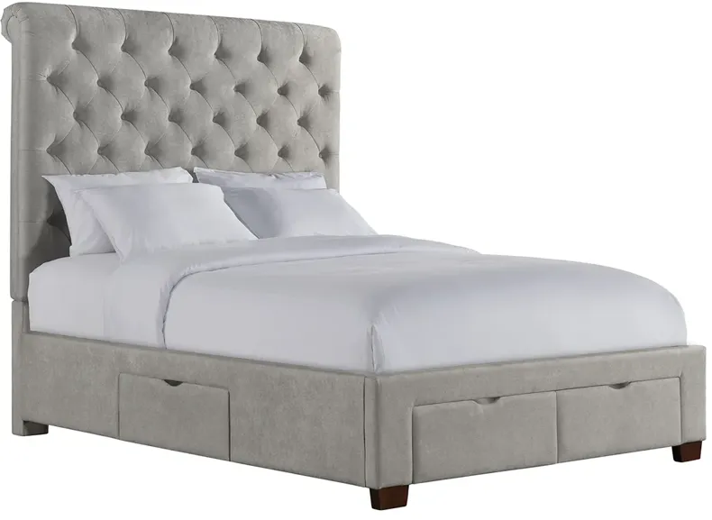 Marbella Gray Queen Upholstered Storage Bed